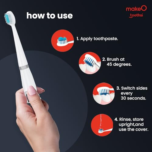 Image of Toothsi Electro i5 Smart Electric Toothbrush | Black | IPX6 Waterproof & 5X plaque reduction | Sonic Technology, Dupont Soft Bristles, Smart Timer, & AAA Battery Powered | Rechargeable