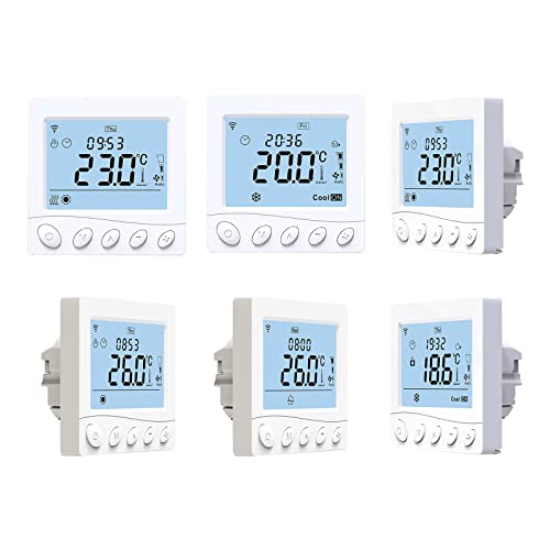 Termostato Inteligente, Calefacción de Piso y Bobina de Ventilador para 2 Tuberías WiFi/485 Modbus Termostato Inteligente, Aplicación y Control de Voz de 3.2 Pulgadas LCD Display