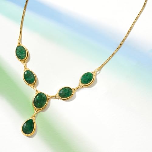 Ross-Simons 33.75 ct. t.w. Emerald Y-Necklace in 18kt Gold Over Sterling. 18 inches4