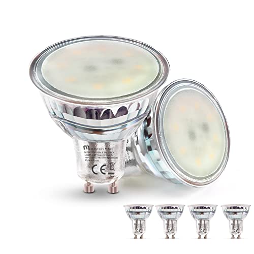 Mastery Mart GU10 Lámpara LED, angulo de haz de 100 grados, 5000 K, luz blanca diurna, PAR16, 4,5 W, 345 lúmenes, ideal para iluminación de acento y ambiente, no regulable, juego de 6 Cover