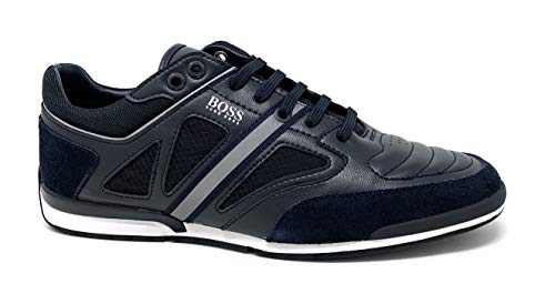 BOSS Hugo Boss Saturn Low Top Leather Sneaker by BOSS Dark Blue 9