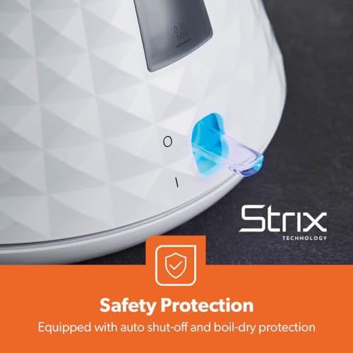 Geepas 4 Slice Bread Toaster & 1.5L Cordless Electric Kettle Combo Set with Textured Design – 1750W Toastie Machine with 7 Browning Control (White)