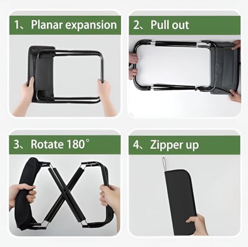 Image of DMDMART Folding Portable Stool with Zipper Storage Seat | Compact Foldable Sitting Stool for Outdoor Use | Black