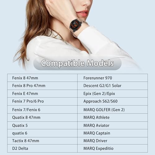 KiimLaa QuickFit 22 mm metalowy pasek do Garmin Fenix 8 Pro/8 47 mm/7 Pro/Fenix E, pogrubiona magnetyczna wymienna bransoletka do Garmin Epix Gen 2/Tactix 8/D2 Delta/Quatix 8 47 mm/Descent G2, Różowe