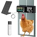 Solar Powered Automatic Chicken Coop Door with 6 Modes, Smart Anti-Pinch Safety, Color LCD Display, All-Weather Operation, Aluminum Auto Chicken Door with Programmable Remote Control (Light Blue)