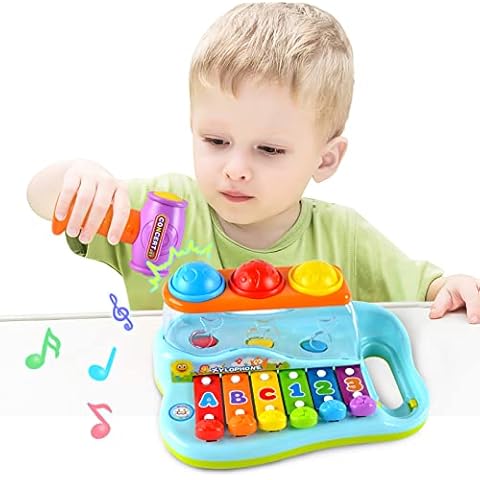 Baby Xylophone Pounding Game with Hammer Ball Toy for 18+ Months Boys Girls, Christmas Birthday Gifts Interactive Educational Toy Toddlers Age 1 2 3, Musical Toys 6 9 12 Months 1 Year Old Girl Present Cover