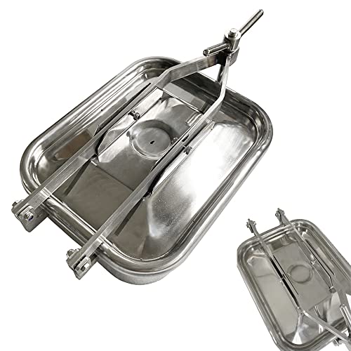 INTBUYING Rectangular Manhole Tank Manway Rectangular Manhole Stainless Steel SS304 Pressure Sanitary Manhole Cover Tank Rectangular Manway Door 430x330mm(17x13in)
