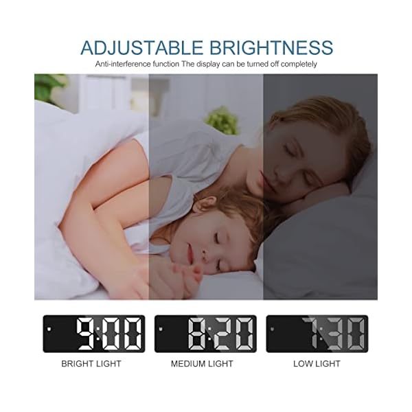 Ankilo Neuester digitaler Wecker, LED-Uhr, elektronische Tischuhr mit Temperaturanzeige, Reisewecker, einstellbare Helligkeit, 12/24-Stunden-Anzeige, Digitaluhr für Zuhause, Schlafzimmer, Büro, Kinder – Bild 4
