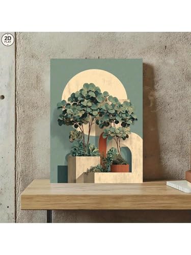 Impression murale abstraite végétale décoration minimaliste beige