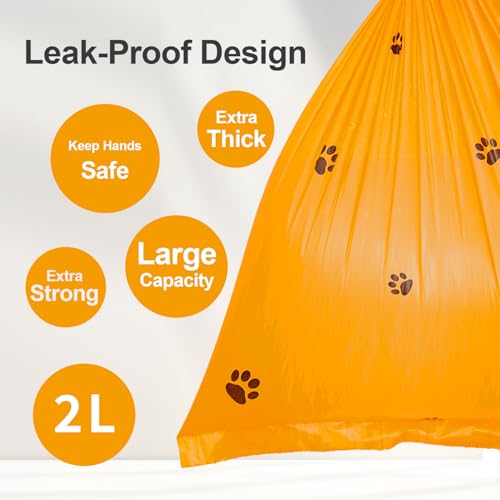 Image of Dog Poop Bags With Dispenser, Strong and Leak-proof Waste Bags for Pets, Floral Scented, 270 Count (18 Packs of 15), 13 Inch x 9 Inch (Orange)