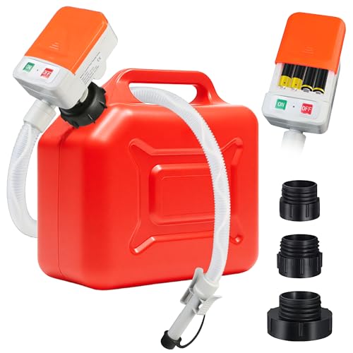 Electric Fuel Transfer Pump with Auto-Stop Sensor Battery Powered,3 Tank Adapter, Cordless Battery Siphon Pump for Gasoline, Diesel, Kerosene – Ideal for Vehicles, Lawn Mowers