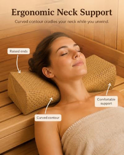 iplusmile Simulated Rattan Sauna Pillow - Ergonomic Sauna Neck Rest Pillow - Contour Bed Pillow Sauna Accessories for Relaxing Home Gym Saunas Rooms - Image 5