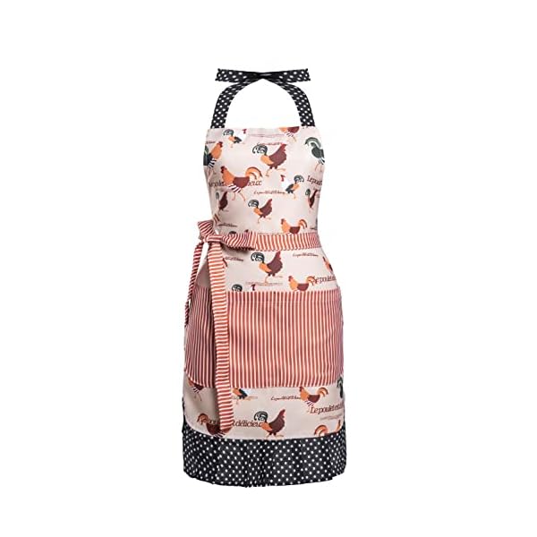 Alex Virtue Lovely Flower Pattern Retro Aprons With Large Pockets for Women Girls Cooking Kitchen Bakery Mother's Gift (Lovely Chicken)