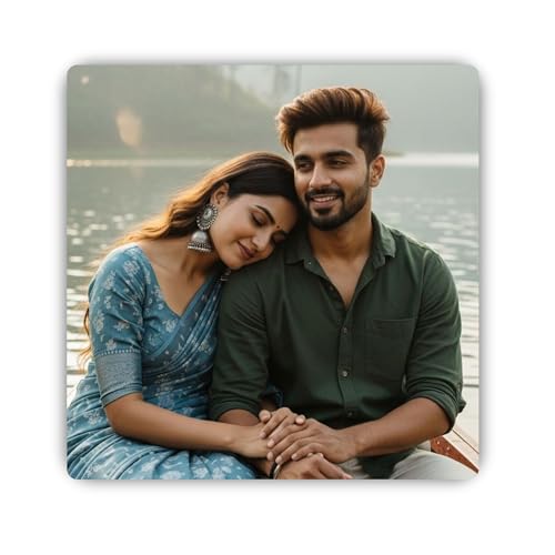 Image of Customised Fridge Magnet with Photo & Name | Personalized Refrigerator Magnet for Special Moments (Square)