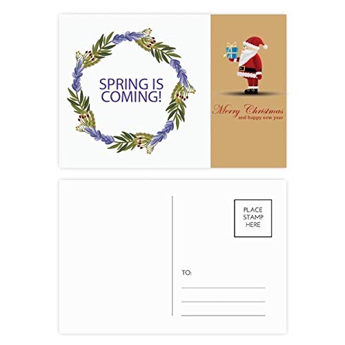 Guirlande ronde fleurs bleues Père Noël suspendue lot de 20
