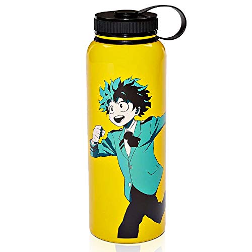 JUST FUNKY My Hero Academia Stainless Steel Water Bottle, 34 oz, Deku (Officially Licensed)