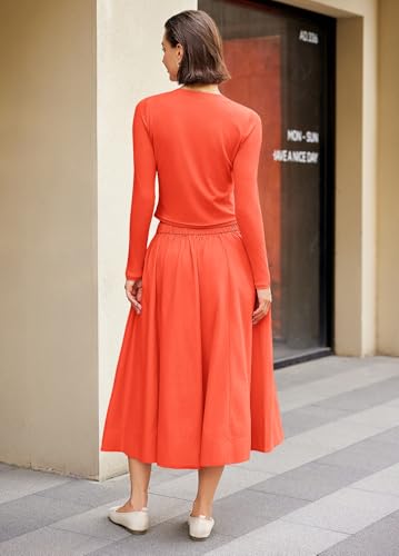 Image of Panadila Womens 2 Piece Lounge Sets Matching Vacation Outfits Ribbed Button Down Cardigan and Elastic Waist Skirt Sets