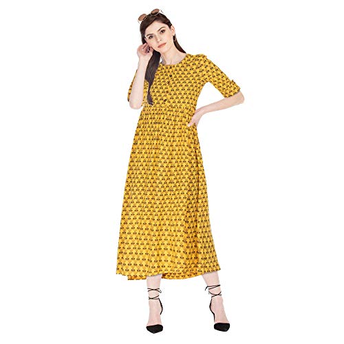 Image of Haute Curry by Shoppers Stop Womens Round Neck Printed Kurta