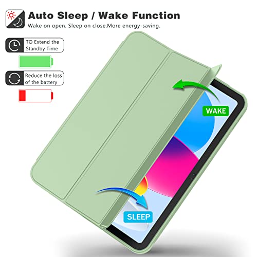 Image of ToaPoia Case for iPad (A16) 11 Inch 2025 /iPad 10th Generation 10.9 Inch 2022, Slim Trifold Stand Protective Cover with Pencil Holder and Soft TPU Back,Support Auto Sleep /Wake (Matcha Green)