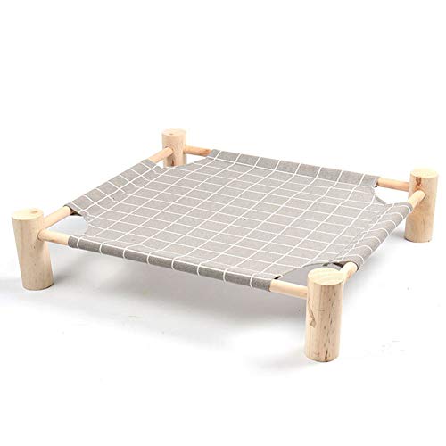 Acyoung Holz Erhöhtes Katzenbett Hundebett Katze Hängematte Herausnehmbar Waschbar für Kaninchen Kätzchen Welpe (Stil 7) Cover