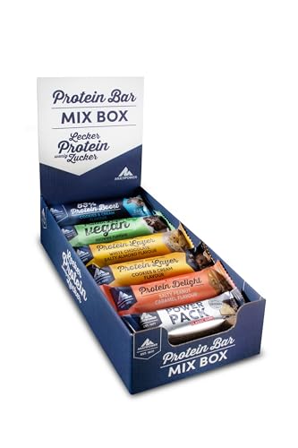 Multipower Protein Bar Mix Box – Gemischte Eiweißriegel Box (12 Stück / 495g), Proteinriegel in unterschiedlichen Geschmacksrichtungen, kalorienarmer Energieriegel Mix