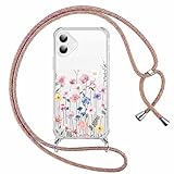  Foonary Trasparente Cover con Cordino per iPhone 16 Plus, Custodia con Laccio Collana Tracolla Aesthetic Disegni Antiurto PC+TPU Protettiva Corda Case per iPhone 16Plus 6,7\