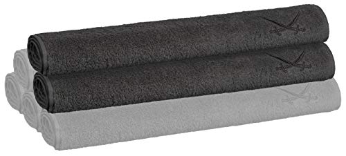 Sansibar 2er Set Handtuch 50x100 cm – Saugstarkes Frotteetuch aus 100 % Baumwolle – Oeko-TEX Zertifiziert – Sylt-Design mit gesticktem Säbel-Logo – Anthrazit