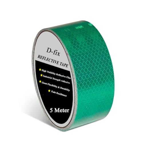 Image of D-fix High Intensity Radium Reflective Tape - 5 Meters in Length - 48mm / 2 inch Width - 1 Roll Per Pack - Car Bike and commercial vehicles Conspicuity reflective warning Tape Reflective tape (Green)