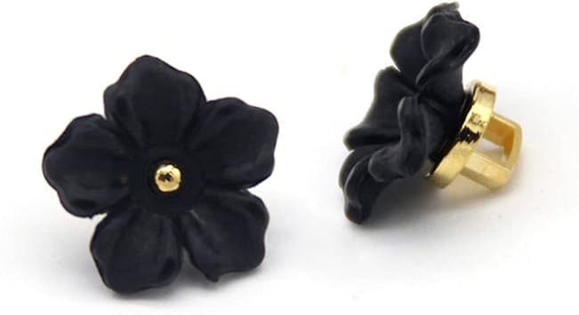 20 Pcs Flower Plastic Decorative Buttons Shirt Buttons Sewing Handmade Accessories Black, 13mm