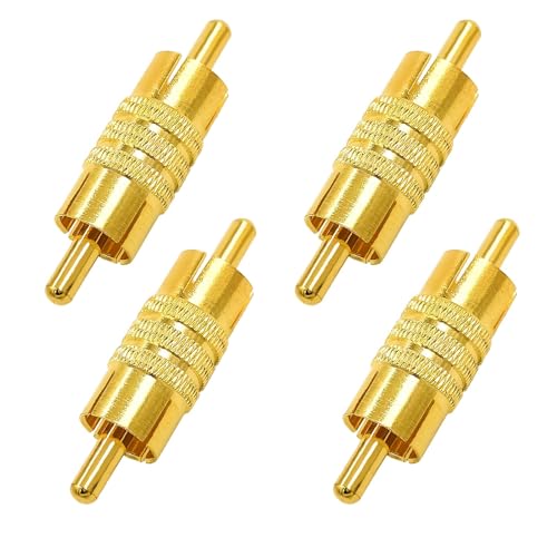 BRIEFCEC Connettore RCA maschio a maschio, adattatore video audio, adattatore AV frizione (4 pezzi)