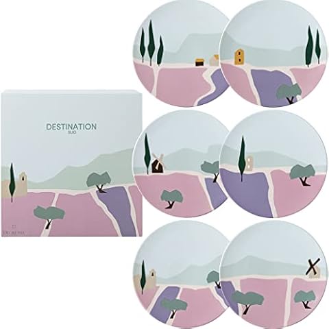 DEGRENNE | Luxury French Round Plates | Destination Sud Collection | Set of 6 Cover