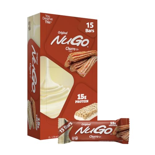 NuGo Original Churro 15g Protein Bar Gluten Free 15 Ct