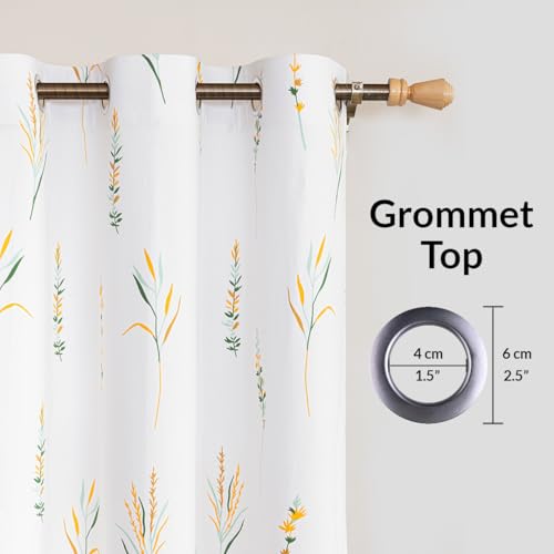Image of HOMEMONDE Duck Curtain Long Door 9 Feet 1 Piece- Leaf Scape Printed Room Darkening Curtain with Eyelets - (108 in, Yellow & Green)