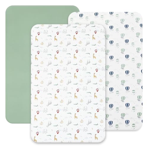 Image of david's kids 3 Pack Mini Crib Sheets, Soft Breathable Premium Pack N Play Sheets for Baby Boys Girls Neutral, Playard and Mini Crib Mattresses, Animals