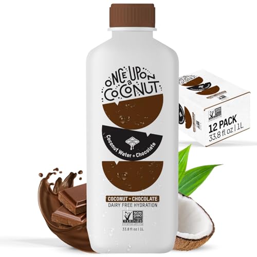 Once Upon a Coconut Premium Chocolate Coconut Water 1L - Low Calorie All-Natural Drink with Electrolytes - Non-GMO - Gluten-Free -33.8 Fl Oz (Pack of 12)