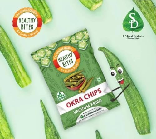 Image of Healthy Bites Okra Chips |Vacuum Fried|Gluten Free | Vegan Friendly Snack | Trans free|No Artificial Flavour | Plant Based Snacks| Vegetable Chips - (Pack of 3 X 45g)
