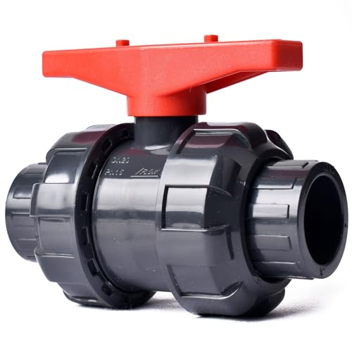 AIPOR 1" PVC Union Ball Valve, UPVC Full Flow Ball Valve, Rated at 230 PSI, U.S. ASTM EPDM O-Rings and Reversible PTFE Seats, 1 Inch Socket (1 Pack) for Water System