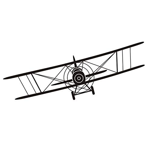 Makeyes Biplane Airplane Wall Decal Vinyl Sticker Decor For Kids Boys Nursery Living Room Design Bedroom Decoration Diy Ymx53 (Black, 57X23Cm) #TOP3