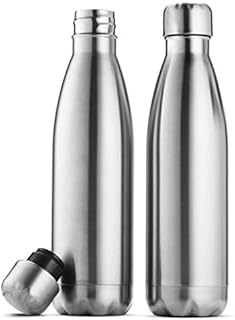 Triple-Insulated Stainless Steel Water Bottle (set of 2) 17 Ounce, Sleek Insulated Water Bottles, Keeps Hot and Cold, 100% Leakproof Lids, Sweatproof Water Bottles, Great for Travel, Picnic& Camping.