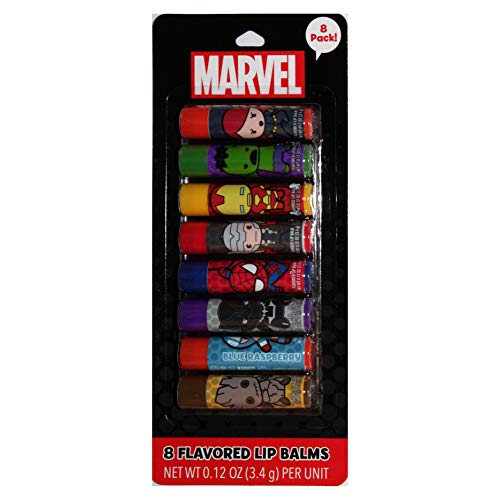 Taste Beauty Marvel Comic Book–Themed Flavored Lip Balm Variety Pack, 8 Tubes #TOP28