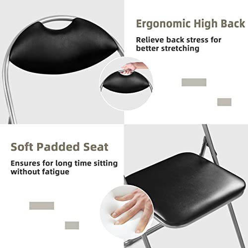 Image of Giantex 6-Pack Folding Chairs Set - Waiting Room Chairs with Padded Seats and Carrying Handle for Desks Home Office Steel Guest Reception Party Poker Stackable Conference Chairs Pack of 6