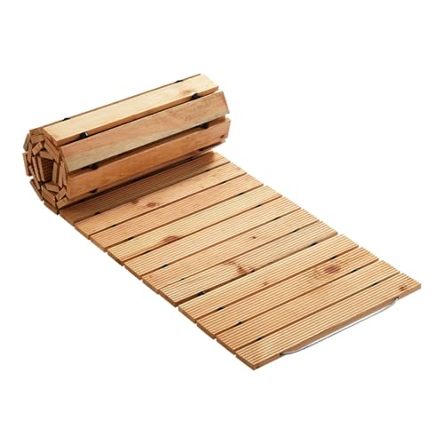 FewNvWa Superficie de Madera para jardín, Resistente a la Intemperie, opción Enrollable para al Aire Libre, Color Madera, Longitud 6 Pies
