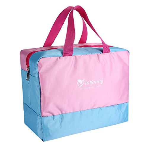 isYoung Wet and Dry Bag Baby Diaper Bag - Come with Dry Section, Wet Section, Shoe Section. (Pink)
