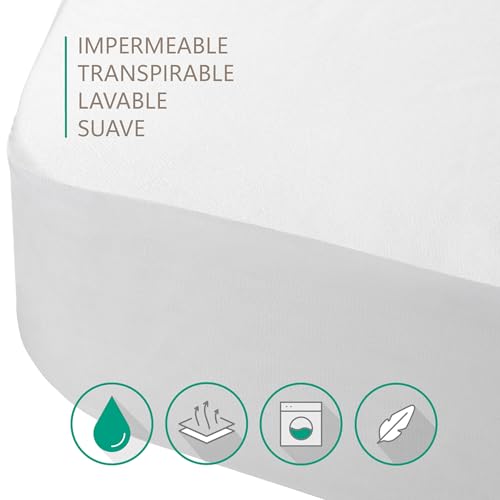 Protège-matelas imperméable 100% coton drap housse respirant anti-acariens fabriqué en Espagne - 5