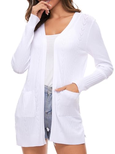 Cardigan Donna Lungo con Tasche Cotone Leggero