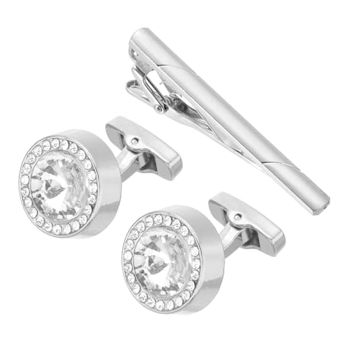 Set de Mancuernillas y Pin para Corbata con Cristales miniatura 1