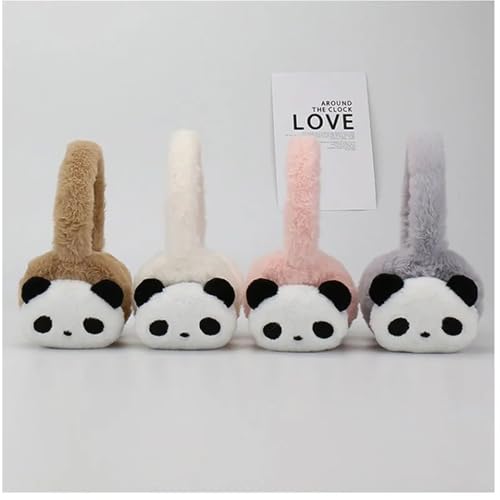 Cache-oreilles panda rose en peluche pour enfant et étudiant