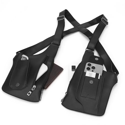 2026 Anti-Theft Double Shoulder Armpit Bag for Men Vest Bag Concealed Carry Holster with Adjustable Straps Multi-Pocket Underarm Pouch for Travel Outdoor Running cycling & Daily Commute etcblack