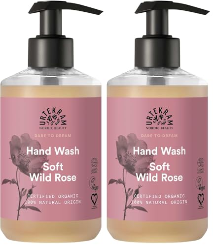 Image of Urtekram Hand Wash - Moisturizing - Wild Rose - 300 ml, Vegan, Organic, Natural Origin (Pack of 2)