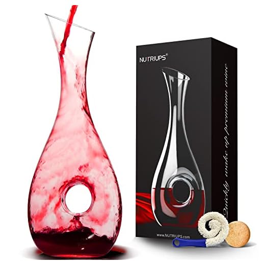 NUTRIUPS Rotwein Dekantierer, Weinkaraffe aus Kristallglas, Bleifreie Weinkaraffe, Wein-Dekantiergefäß, Dekantieren Wein, Dekanter in Hohlkreisform, 1.5L Dekanter für Weinliebhaber (gerade)